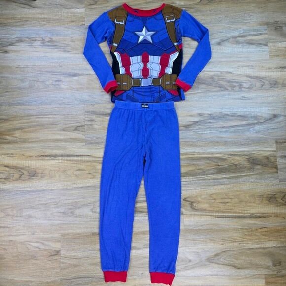 💜Marvel Civil War Captain America Pajama Set Youth Size 10 - Picture 1 of 11